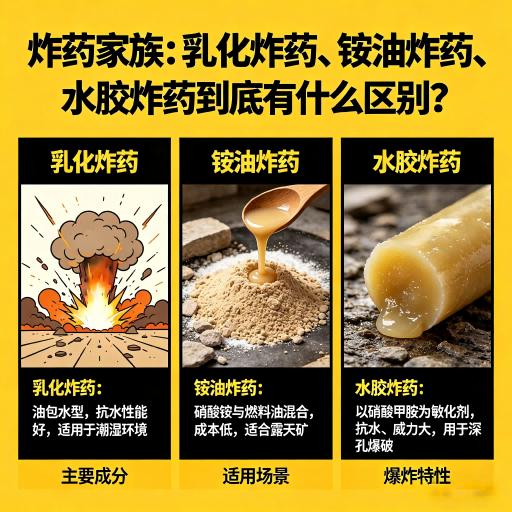 东西湖炸药家族：乳化炸药、铵油炸药、水胶炸药到底有什么区别？